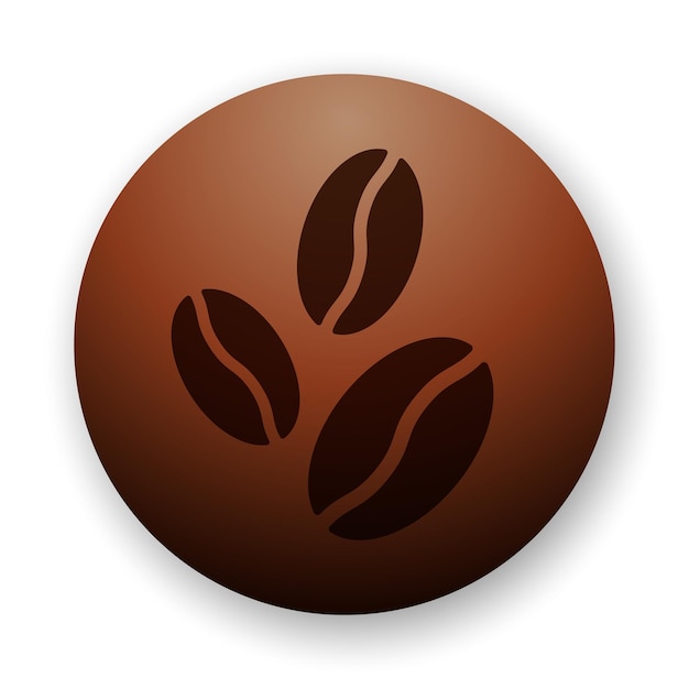 커피 콩 플랫 아이콘 그라데이션 배경 양식에 일치시키는 갈색 요소