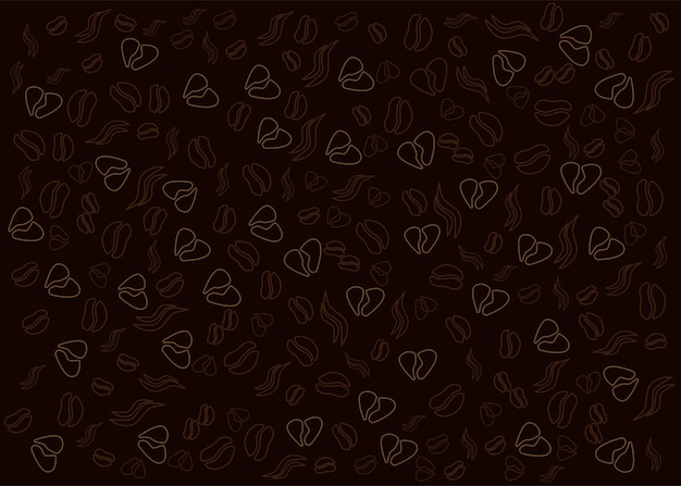 coffee beans heart and hot smoke icons design . cafe menu coffee pattern backdrop background