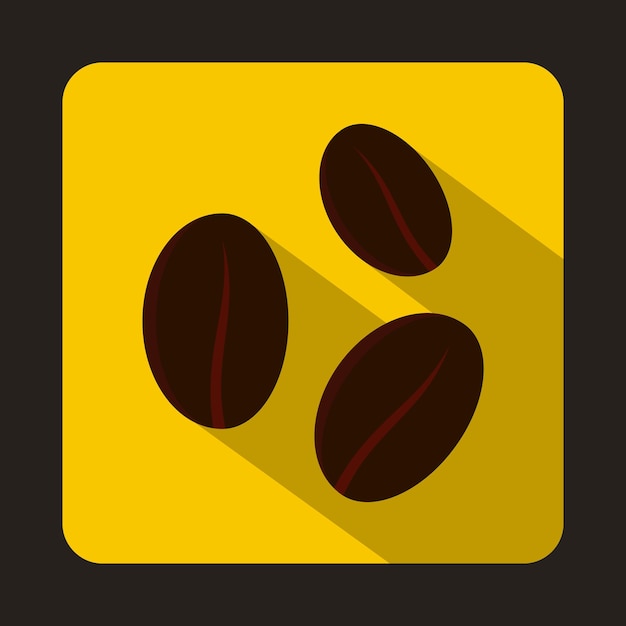 Coffee beans icon in flat style on a yellow background