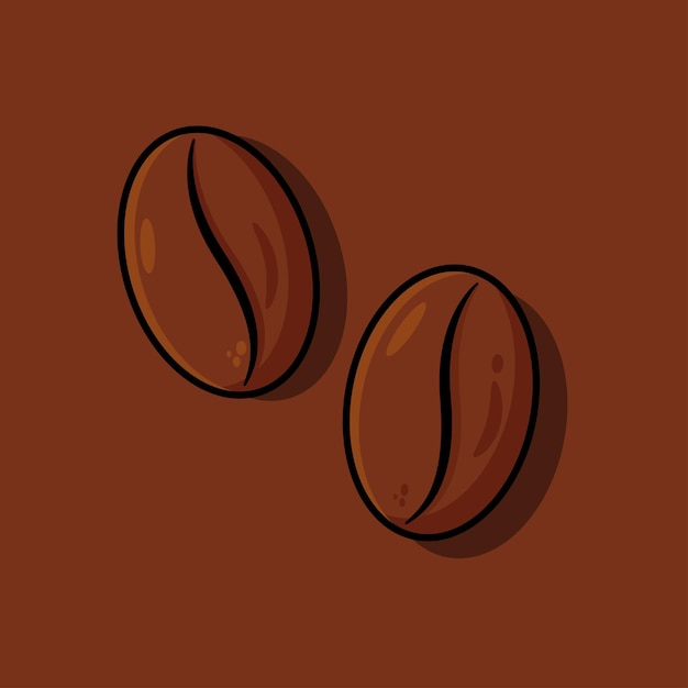 Иконка кофейных зерен плоская векторная иллюстрация. Фон кофейного кафе
