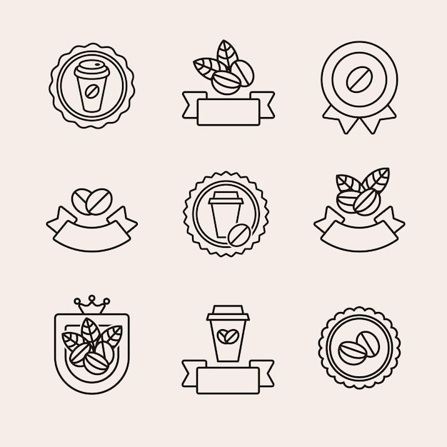 Coffee beans labels and icons set Vector