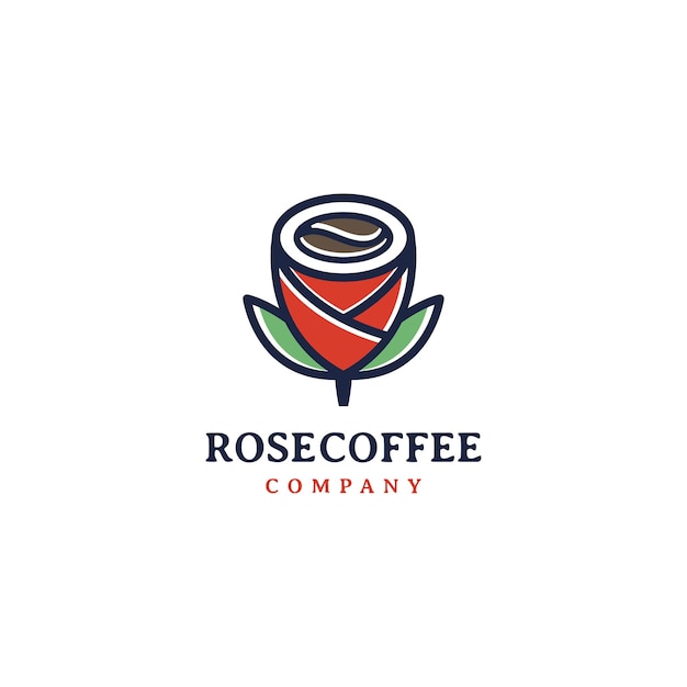 Coffee beans and rose flower logo design