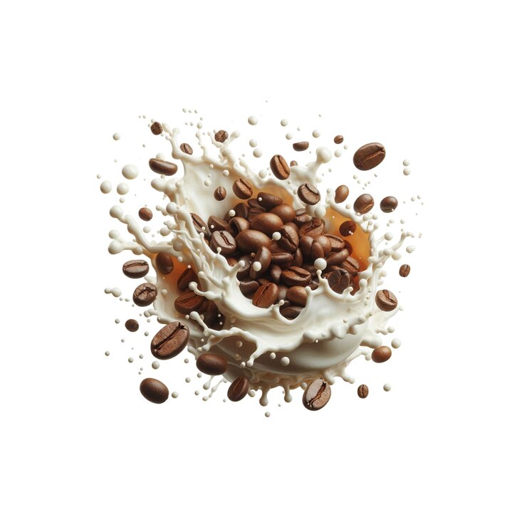 Vector coffee beans splashing in milk vector