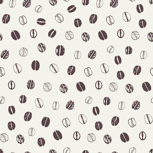 Coffee beans vector hand drawn seamless pattern