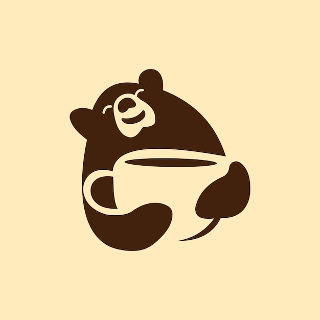 Coffee bear negatief logo ontwerp