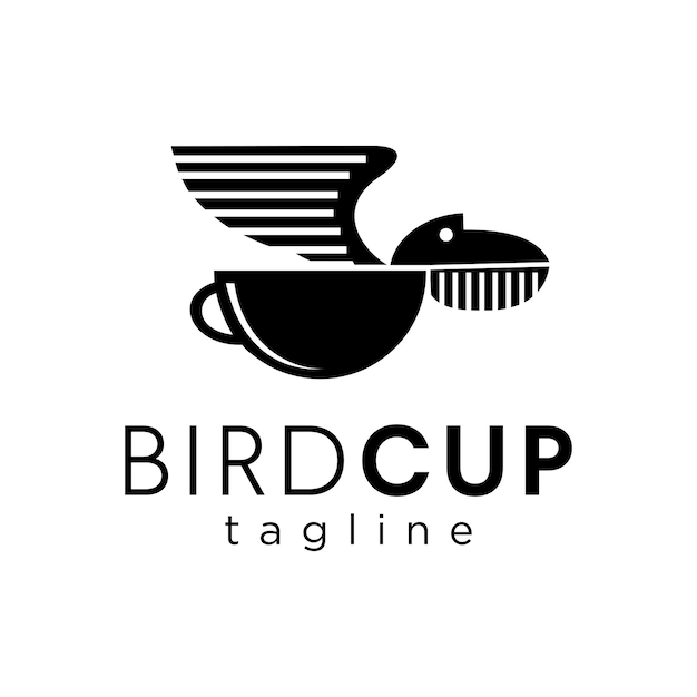 Coffee Bird Logo with cup mug