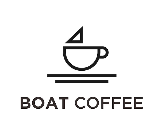 coffee boat logo design vector illustration