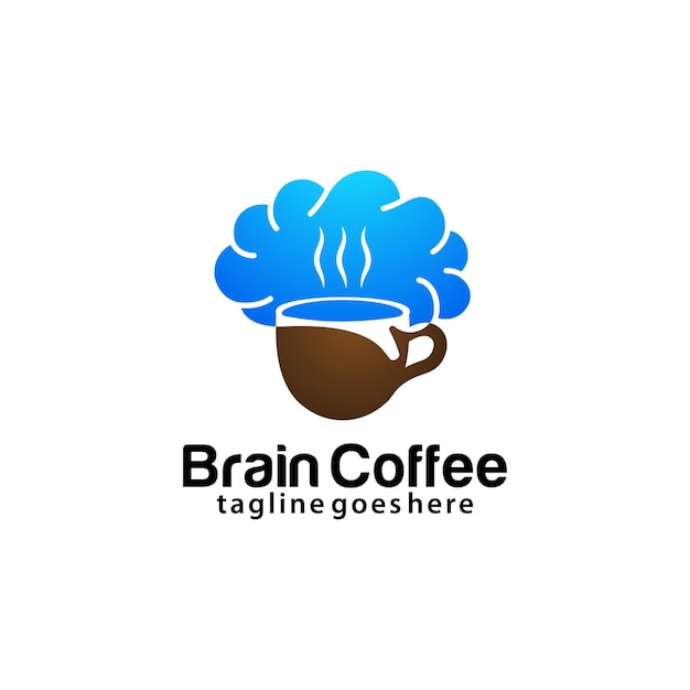 커피 두뇌 로고 디자인 서식 파일