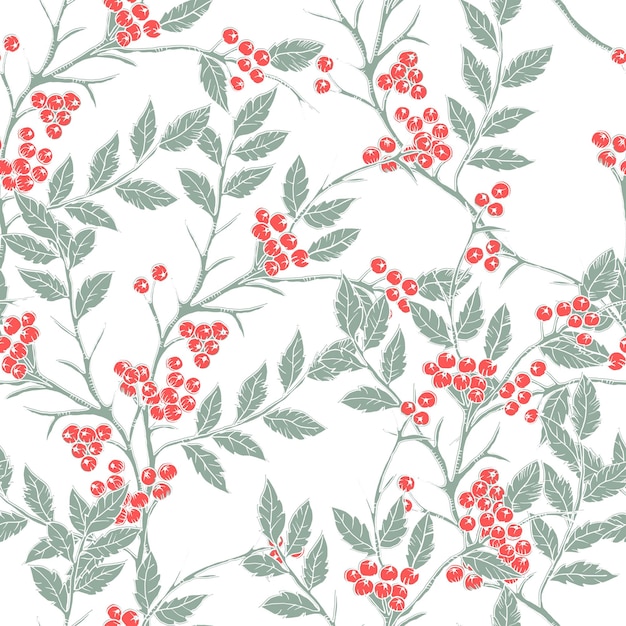 Coffee Branch Leaves Seamless Pattern