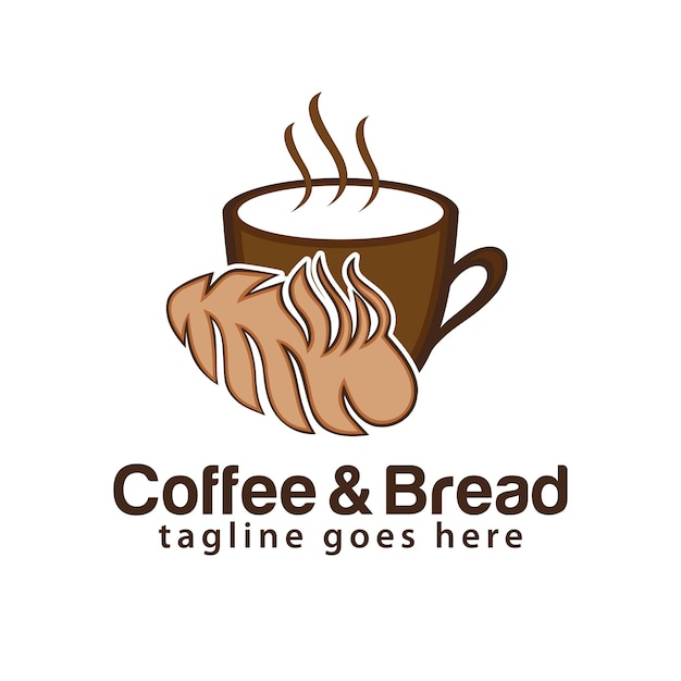 Coffee and bread logo design template