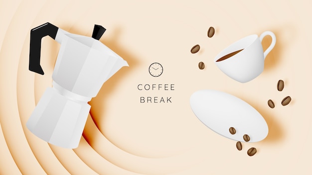 Coffee break background with coffee cup and pastel color scheme