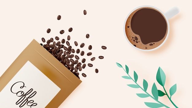 Vector coffee break background with coffee cup and pastel color scheme