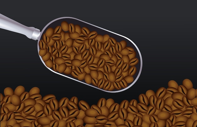 Vector coffee break poster with spoon and grains vector illustration design