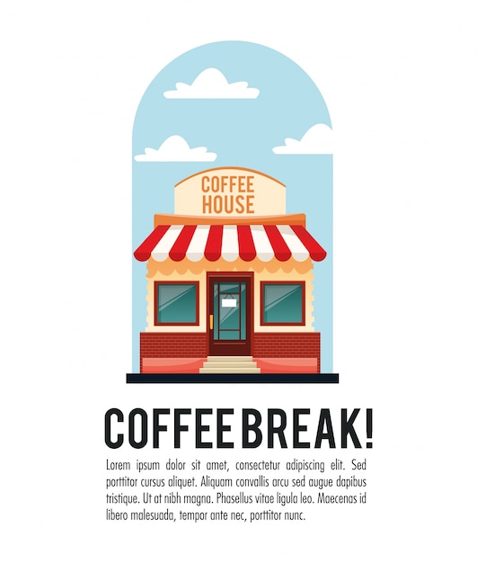 Coffee break shop store house icon