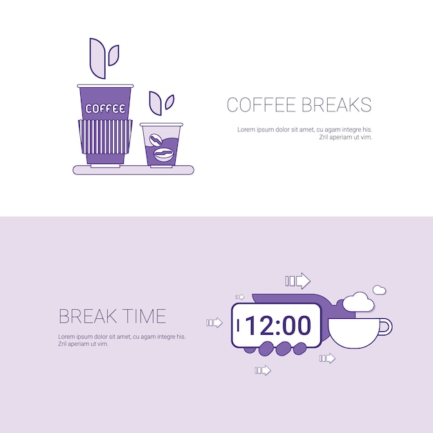 Coffee breaks e time for rest banner modello