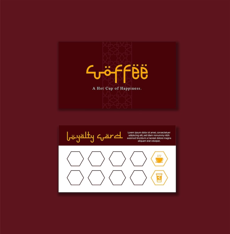 Vector coffee business loyalty card in maroon design