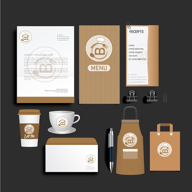 ベクトル coffee_cafe_branding_company_identity_collection_template