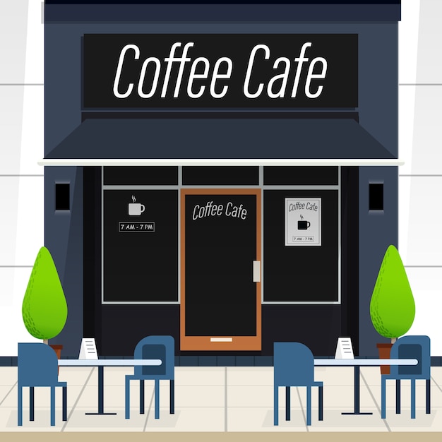 coffee cafe front vector.