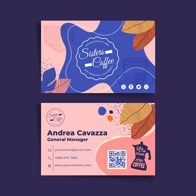 Vector coffee and cakes shop business card template