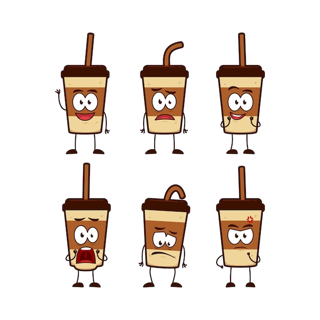 Coffee cardboard cup character set