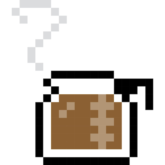 Vector coffee cartoon icon in pixel style