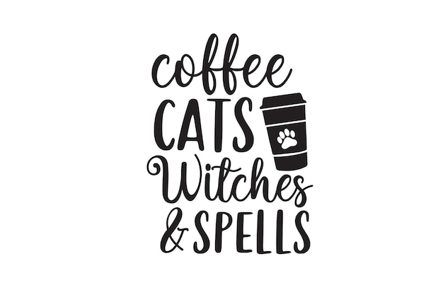 Coffee Cats Witches And Spells Vector File