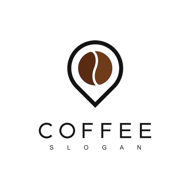 Coffee Center logo design template With Vintage Concept style Using GPS pointer And Coffee Bean Icon For coffee shop And Cafe Business