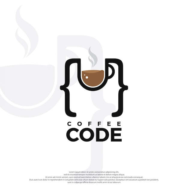 Vector coffee and code logo illustration