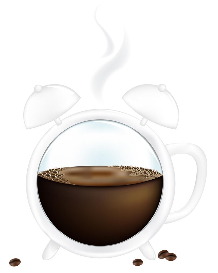 Vector coffee cup alarm clock, isolated on white