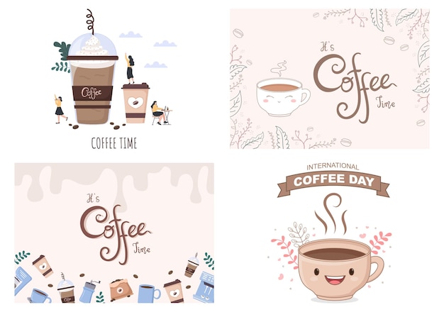 Coffee Cup Background Vector Flat Design