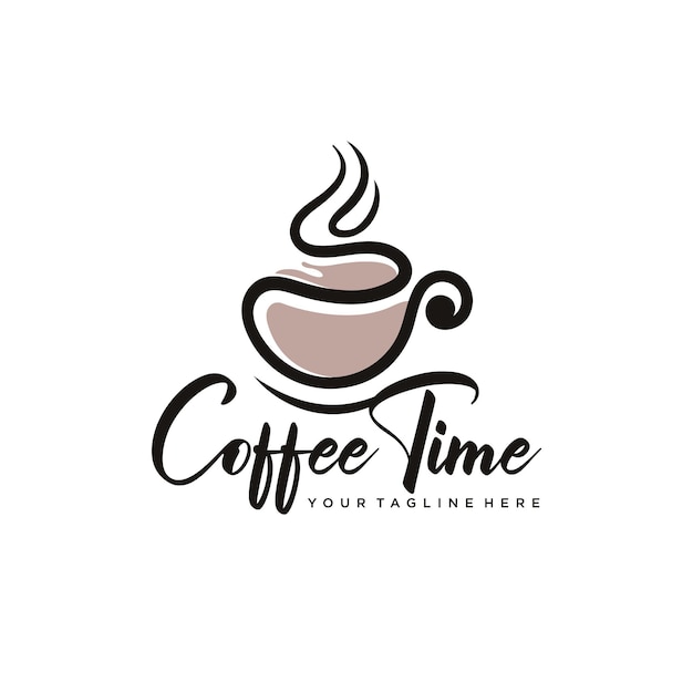 Modello di progettazione del logo del caffè della tazza di caffè