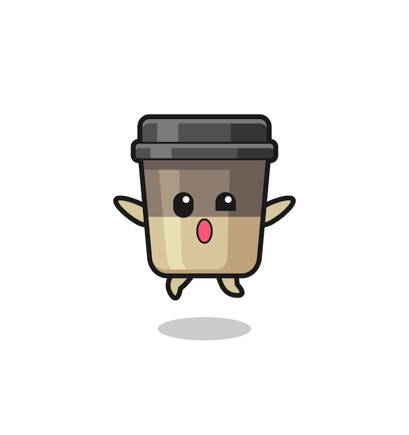 Coffee cup character is jumping gesture cute design