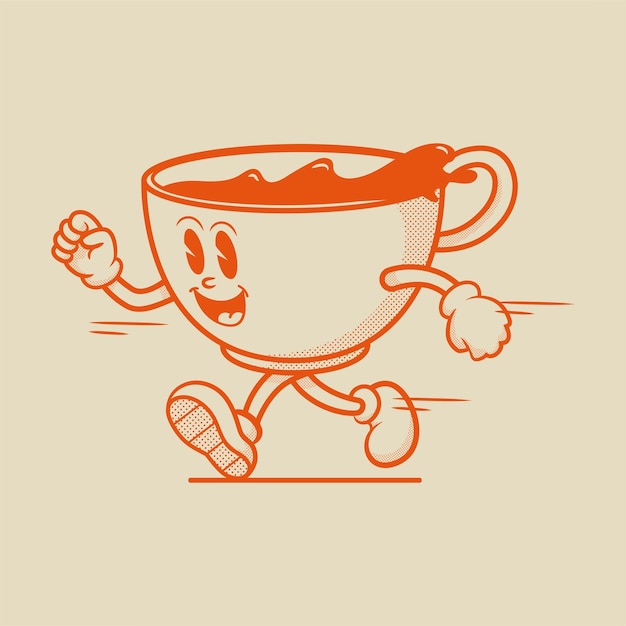 コーヒー カップのキャラクター、レトロなマスコット キャラクター