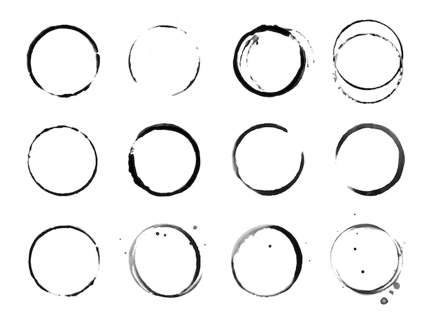 coffee cup circle black vector stains round ring grunge stain