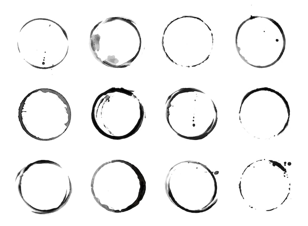 Coffee cup circle black vector stains round ring grunge stain