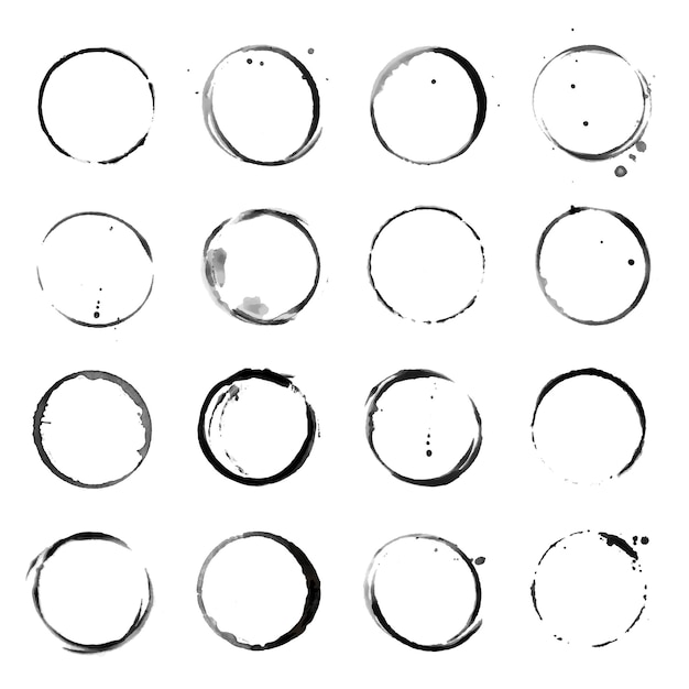 coffee cup circle black vector stains round ring grunge stain