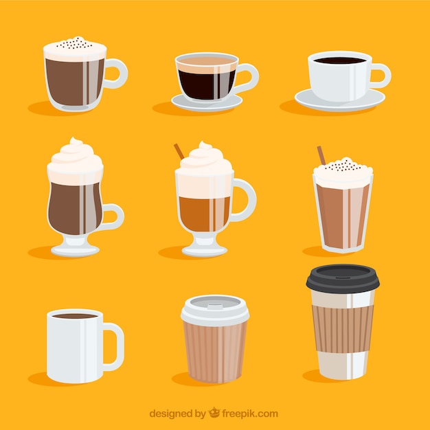 Coffee cup collection of nine