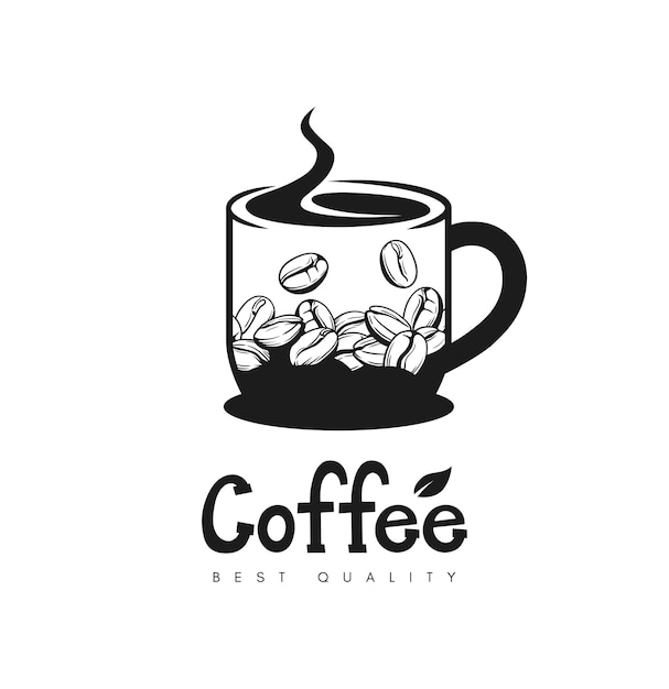 Coffee cup concept logo with coffee beans inside