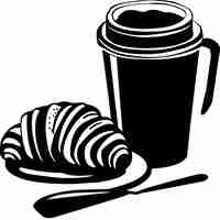 Vector coffee cup and croissant vector illustration of a coffee cup and croissant