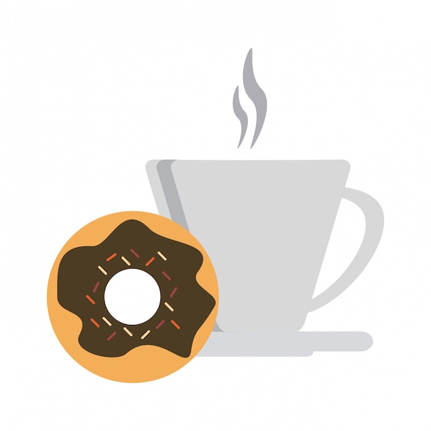 Coffee cup and donut