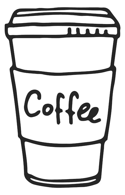 커피 컵 낙서 손으로 그린 테이크아웃 음료