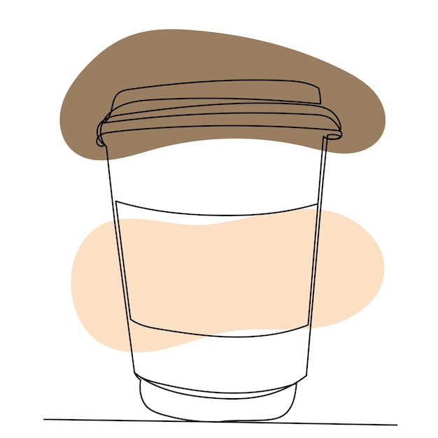 Coffee cup drawing one continuous line vector