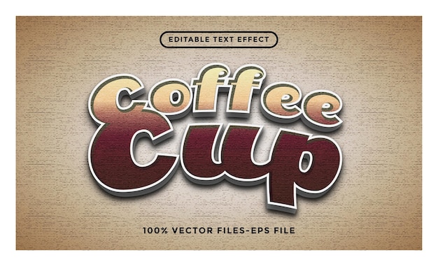 Редактируемый текстовый эффект кофейной чашки премиум векторы