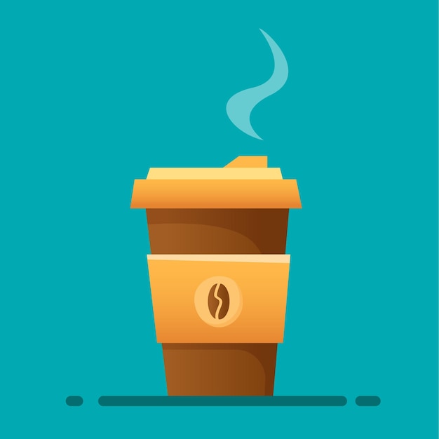 コーヒーカップフラット漫画スタイルのベクトル図