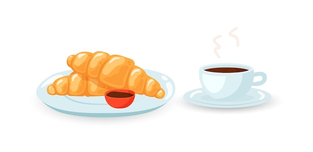 Coffee cup and french croissant