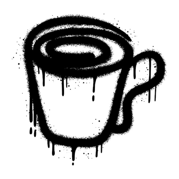 coffee cup graffiti with black spray paintvector illustration