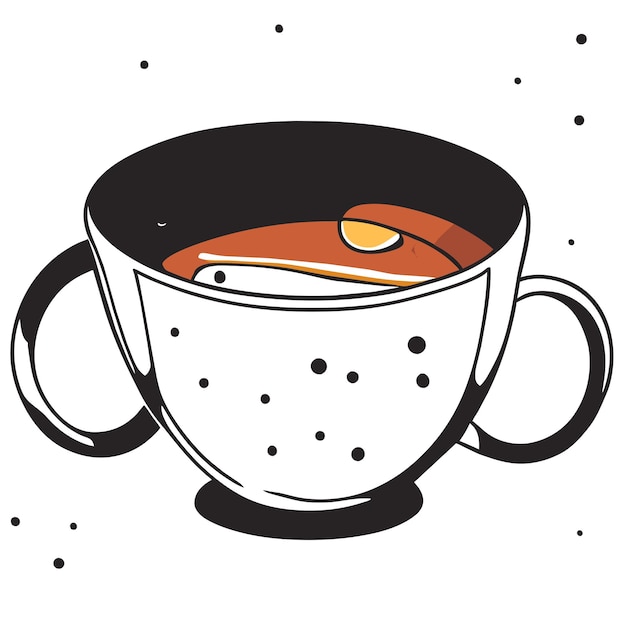Vettore coppa di caffè adesivo a cartone animato disegnato a mano concetto di icona illustrazione isolata
