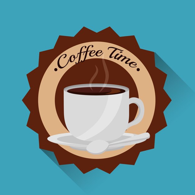Vettore emblema fresco caldo della tazza di caffè
