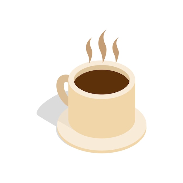 白い背景に分離された等角投影の 3d スタイルのコーヒー カップ アイコン飲み物のシンボル