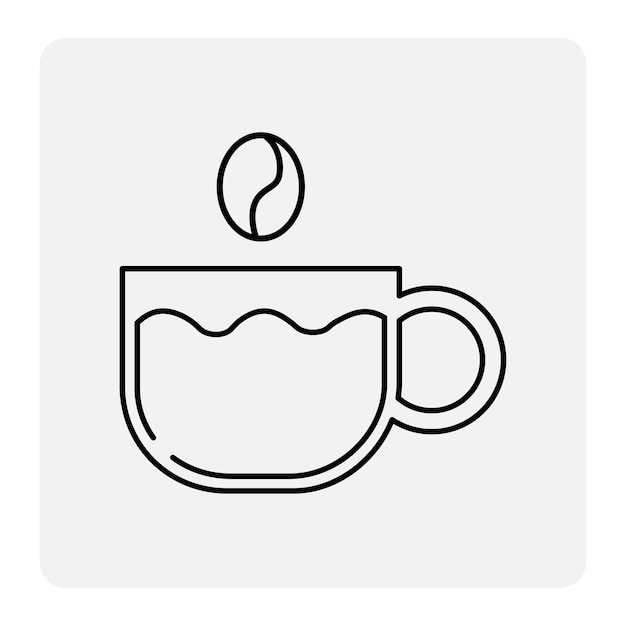 Icona della tazza di caffè con il chicco di caffè. illustrazione vettoriale. eps 10.